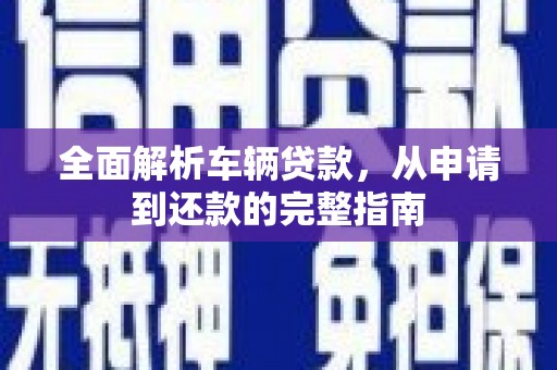 泸州全面解析车辆贷款，从申请到还款的完整指南