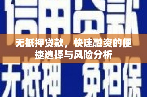 泸州无抵押贷款，快速融资的便捷选择与风险分析