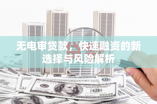 泸州无电审贷款，快速融资的新选择与风险解析