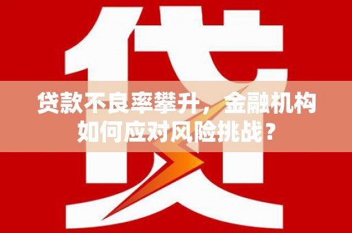 泸州贷款不良率攀升，金融机构如何应对风险挑战？
