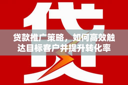 泸州贷款推广策略，如何高效触达目标客户并提升转化率